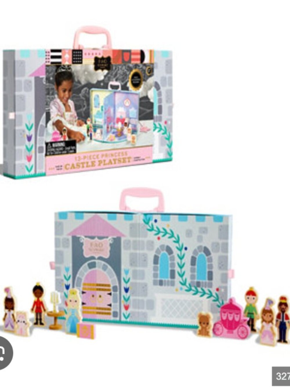 👑🏰 F.A.O. Schwarz Wooden Princess Castle Playset – 13 Pieces 🏰👑